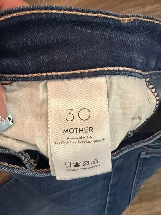 MOTHER High-Rise Hustler Ankle Fray Indigo Blue Slim Jeans - Picture 9 of 14